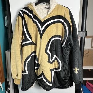 NFL Team Apparel New Orleans Saints Sherpa Lined Blanket Hoodie One Size‎ EUC